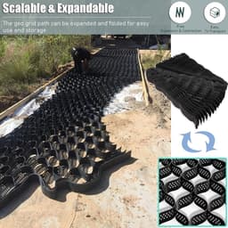 Geo-rooster Bodemstabilisatie - Grindstabilisator Grasbeton - Stabiliseren van Ondergrond - Hoge Belastbaarheid 816 kg - 5 cm Hoog - Zwart — thumbnail 2