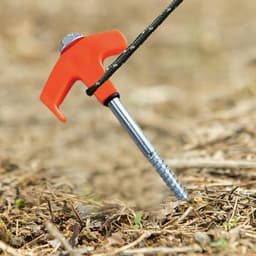Grondanker om in te schroeven - Tentharingen metalen - Kamperen en tuin - Oplichtend in donker - 20 cm - Oranje — thumbnail 2