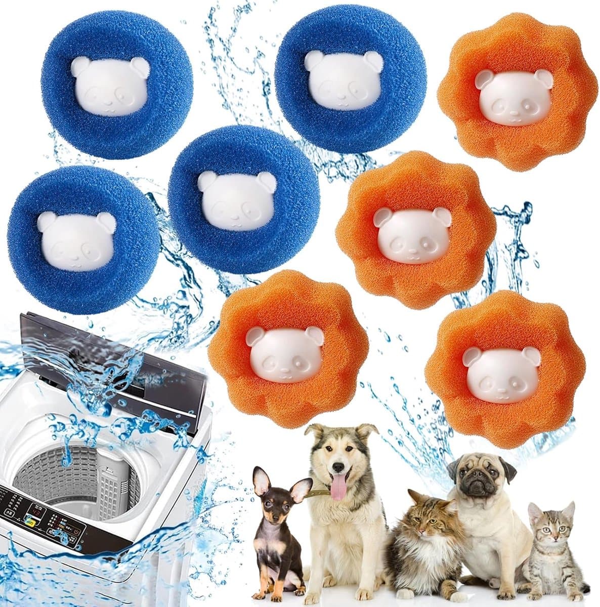SnelShoppen - Dierenhaarverwijderaar Wasmachine 8 Stuks - Herbruikbare Pluisverwijderaar - Haarvanger voor Kleding en Beddengoed - Duurzame Pluisballe — afbeelding 1