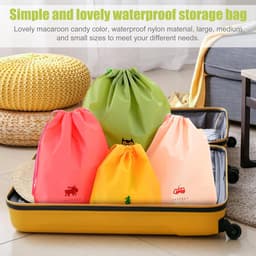 SnelShoppen - 6 Stuks Waszakken - Waterdichte Drawstring Opbergzakken - Grote Capaciteit Voor Reizen, Kamperen en Thuis - Organizers in 3 Maten en 6 P — thumbnail 2