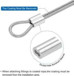 Metalen kabel van roestvrij staal, 30 meter, 3/64 inch, vinyl gecoat, zwart, wasrek ophangen. — thumbnail 2