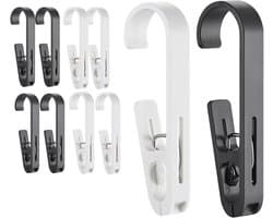 SnelShoppen - 10 Stuks Grote Wasknijpers met Haken - Stevige Wasclips met Klem, Omkeerbare Hangclips voor Handdoeken, Douchegordijnen, Boot Hangers, S