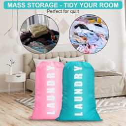 SnelShoppen - 2x Flintronic Waszakken 120L - Vouwbare Waszak met Trekkoord - Lichtgewicht en Duurzaam Oxford - Ideaal voor Hotel, Studenten en Reizen — thumbnail 5