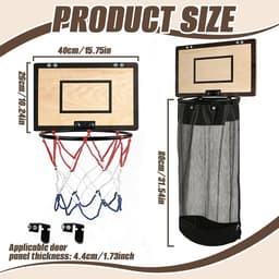 Basketbalring en Wasmand in één, Hangsysteem voor Deur, Houten Wasmand met Rits voor Badkamer en Kamer, Perfect als Cadeau voor Kinderen en Volwassenen — thumbnail 5