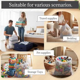 SnelShoppen - Waszakken 2-Piece, 70x90 cm Grote Wasnetten voor Wasmachine met Trekkoord, Fijnmazige Waszak voor Beddengoed, Knuffels en Opslag, Wit — thumbnail 4