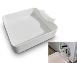 Lekbak wasmachine - Universele Wasmachine Afvoeropvangbak - Opvangtrechter voor Pluizenfilter - Voorkomt Waterlekkage - Herbruikbaar - Lekbak voor Wasmachine en Vaatwasser - 17.5x17.5x4.5cm - Wit — thumbnail 1