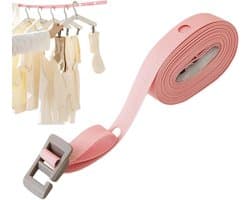 Buitenwaslijn - Drooglijn reislijn - Was drogen - Winddicht ontwerp - 35 meter - Roze