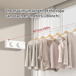 waslijn Heavy Duty Kleding Drogen Waslijn Wandmontage Gemakkelijk Opknoping Kleding Drogen Waslijn Intrekken Hangend Slot om doorzakken te voorkomen — thumbnail 4