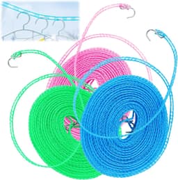 Windproof Non-Slip Clothesline, Pack of 3, 10 m, Camping Accessories, Outdoor for Garden, Travel, Holiday, Motorhome - ShopVlot — thumbnail 1