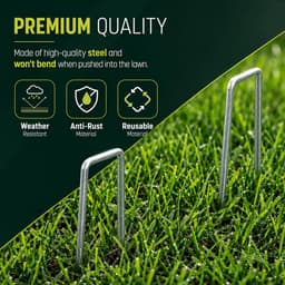 U-vormige metalen tuinpalen - Robuuste verankeringspalen - Gegalvaniseerde, roestvrije palen - Scherpe afgeschuinde uiteinden voor eenvoudige plaatsing in de grond - Stabiliseren tuinelementen-3.0mm*4cm*10cm — thumbnail 3