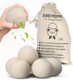2BEHOME XL Drogerballen Voor Wasdrogers - 6 Stuks - Gemaakt van 100% Nieuw-Zeelandse Schapen Wol - Wasdrogerballen - Droogballen - Droger Ballen - Dryer Balls - Wit — thumbnail 1