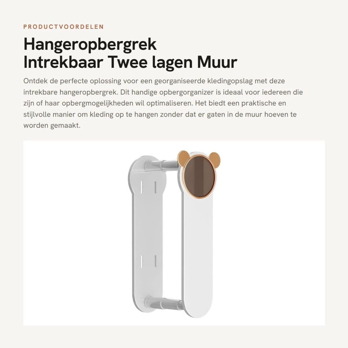 Dailygoods- Hangeropbergrek - Intrekbaar - Tweelaags - Muurbevestiging - Ruimtebesparend - Organisatieoplossing - Kledingrek — afbeelding 1