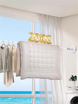 Intrekbare Waslijn - Waskabel Droger - Ruimtebesparend Drogen - Zuignap Installatie - 10 Meter - Wit — thumbnail 5