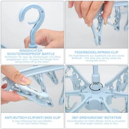Dailygoods- Droogrek Klein - 24 Pinnen - Opvouwbaar - Duurzaam - Winddicht - Multi-clip Ontwerp - Hoogwaardig PP-kunststof - Waslijn — thumbnail 2