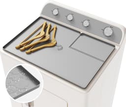 Droger Top Beschermmat - Wasmachine Afdekplaat - Keukenblad Beschermen - Met Pluizenfilter Opening - 66x46 cm - Zwart — thumbnail 5
