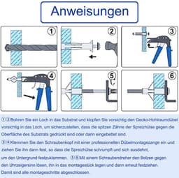 30 stuks holtepluggen holle ruimte metalen pluggen M6 x 65 mm metaal verzinkt pluggen holle wandpluggen spreidpluggen voor bevestigingen in gipsplaten — thumbnail 5