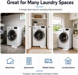 KZQ Universele wasmachine lekbak en opvangbak - Lekvrij afvoerbakje voor voorladers - Eenvoudige installatie in kelder appartement en mobilhome - Wit — thumbnail 5
