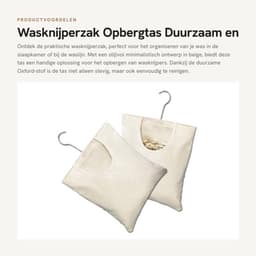 Wasknijperzak Duurzaam - Wasknijpertas - Opbergtas - Hangende Wasknijperzak - 2 Stuks - 27 x 32 cm - Beige — thumbnail 1