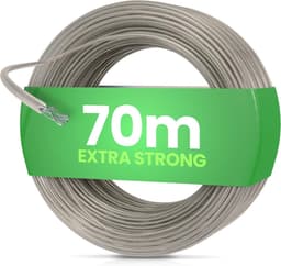 Waslijn uittrekbaar - Transparant - 70 Meter - Stalen Kern en Pvc Coating - Voor Buiten en Camping — thumbnail 1