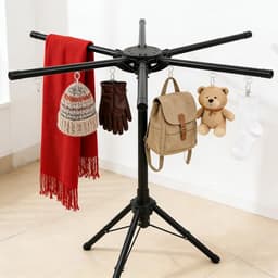 Droogrek - Wasrek - Kleding Drogen - Inklapbaar - 170 cm Hoog - Zwart — thumbnail 2