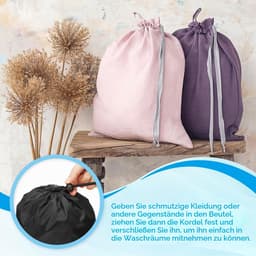 Wassenzakken set van 2, 25 x 20 cm, zwart, met trekkoord — thumbnail 4