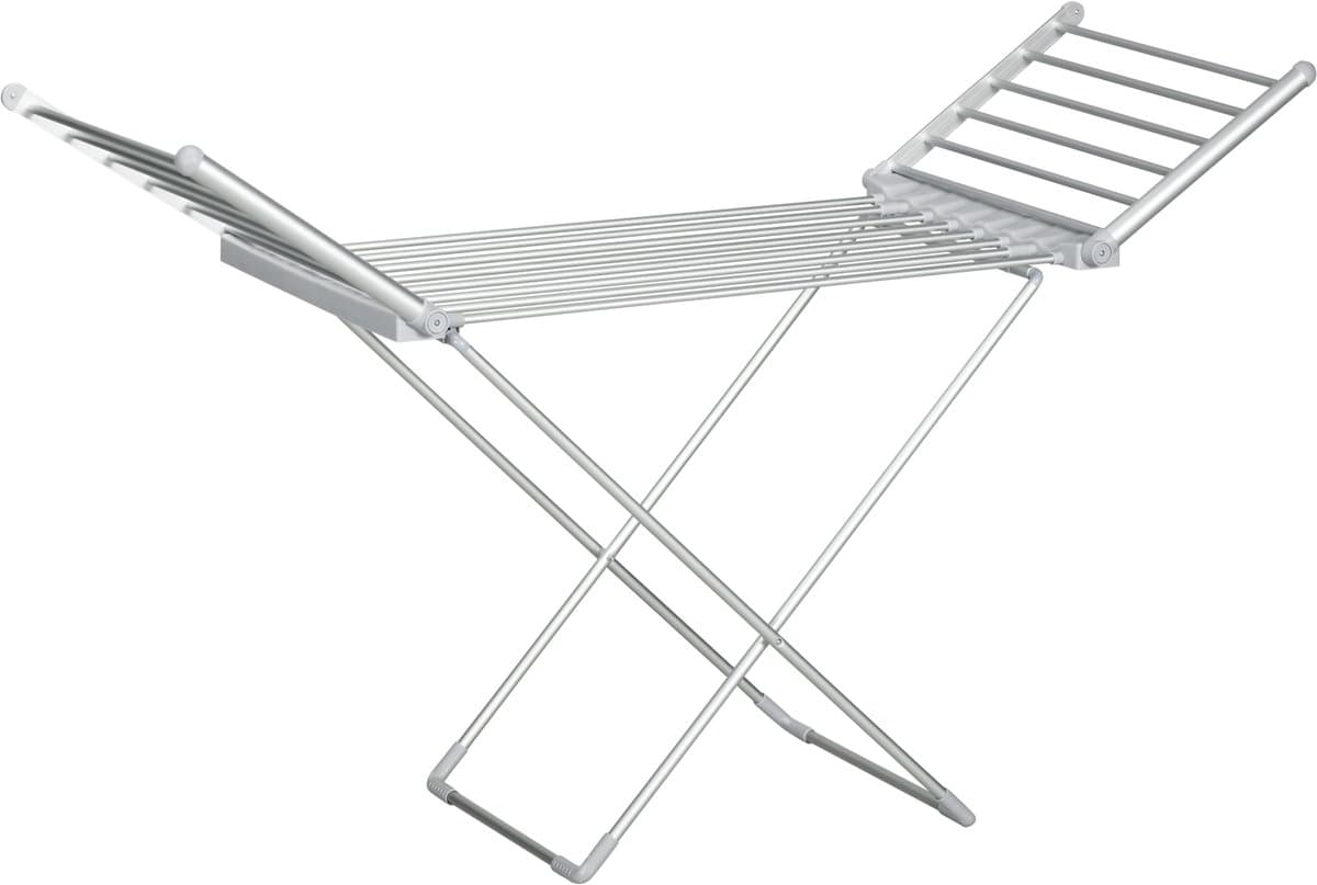 Elektrisch verwarmd wasdrogerrek met 2 uitschuifbare zijkanten, inklapbaar, frame van aluminiumlege, 144 x 53 x 91 cm — afbeelding 1