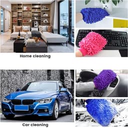 Autowashandschoenen, Auto Washandschoenen Microvezel, Zachte Koraal Autowashandschoen, Chenille Handschoen, voor Autowassen Nudel, Washandschoen Polijster Auto Motorfiets — thumbnail 2