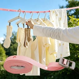 waslijn, verstelbare drooglijn, drooglijn, voor balkon, terras, tuin, huis, badkamer, camping, hotel, slaapzaal — thumbnail 4