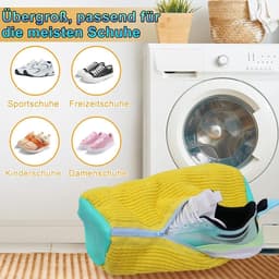 Waszakken, wasmachine, waszak, wasnet, waszak voor schoenen, schoenenzak wasmachine met 360 graden reinigingsdons en ritssluiting, herbruikbaar, geel — thumbnail 5