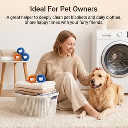 8 x dierenhaarverwijderaar wasmachine, herbruikbare pluisballen tegen dierenharen, wasballen voor hondenharen en kattenharen, haarvanger voor kleding (4 x oranje, 4 x blauw) — thumbnail 3
