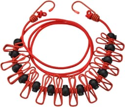 Waslijnen Touw - Kleding Lijn - Was Drogen - Winddichte Clips - Tot 3.7 Meter - Rood — thumbnail 1