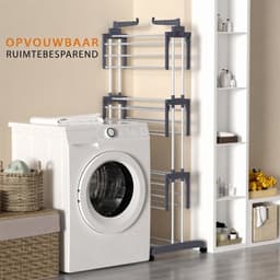 JCP® Droogrek - Gewichtslimiet 30kg - Wasrek - Wasrek Staand - Zwart en Zilver - 76cm x 50cm x 172cm — thumbnail 5