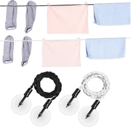 Draagbaar Touw - Waslijn - Kleding Drogen - Intrekbaar en Verstelbaar - 2.8 Meter - Zwart Wit — thumbnail 4