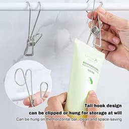 Wasknijpers met haken - Kledingclips - Kleding Drogen - Roestvrij staal - 10 stuks - Zilverkleurig — thumbnail 4