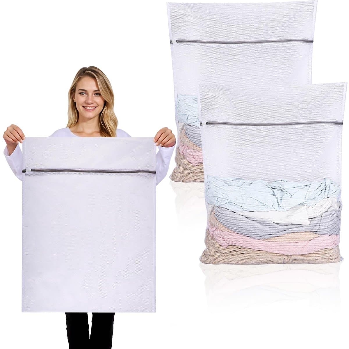 Solidchoice- Wasnet Groot 60 x 80 cm - Waszak Herbruikbaar - Waszak voor Wasmachine - Waszakken voor Wasgoed - Wasnet met Ritssluiting - Geschikt voor Overhemden/Jassen — afbeelding 1