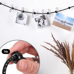 2X reiswaslijn, 180-350 cm per lijn, campingwaslijn | waslijn met elk 12 metalen clips - mobiele waslijn met haak — thumbnail 4