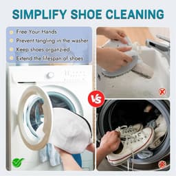 Set van 2 wasnetten voor schoenen, stevige en lichtgewicht waszakken, ideaal voor sneakers, ondergoed en reizen, met rits en opvouwbaar ontwerp — thumbnail 4