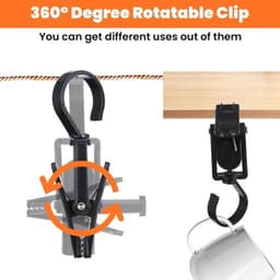 Set van 20 zwarte kunststof wasknijpers met haak, 360 graden draaibare anti-slip klemmen voor droogrek, handdoeken, hoeden en kleding — thumbnail 3
