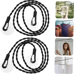 Draagbare Uitschuifbare Waslijn met Zuignappen - 2 Stuks - 150 cm - Zwart - Winddicht en Antislip - Voor Buitenreizen — thumbnail 3