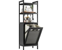 CINK & Co Badkamerkast met Wasmand 40 L - 3 Planken - Uitneembare Waszak - Zwart - 40 x 30 x 119 cm
