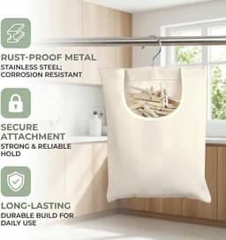 Wasknijperzak 32 x 28 cm in Beige - Ideaal voor het organiseren van was, wasmand en wasaccessoires — thumbnail 3