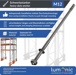 Heavy duty anker - Metaalplug Boutanker - Bevestiging Bouwmaterialen - Roestvrij staal A4 - M12 x 220 mm - Zilverkleurig — thumbnail 5