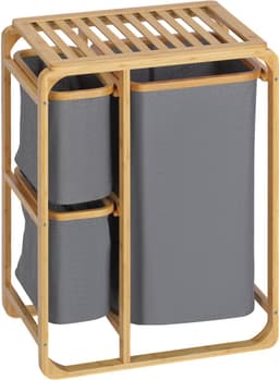 Bamboe wasmand-3 uitneembare manden-50 cm x 32 cm x 69-7 cm-naturelgrijs — thumbnail 1
