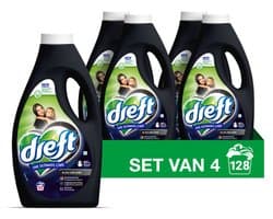Dreft - Vloeibaar Wasmiddel Zwart & Donker 32 Wasbeurten - 4 x 1,4 liter - Voordeelverpakking