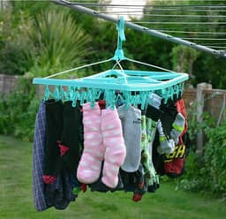Sokkendroger Wasluchter, 2 stuks Clips Wasluchter met 64 Clips Sokken Kleren Bal Opvouwbare droogrek Sokken voor ondergoed Babykleding Kleine wasartikelen (roze, groen) — thumbnail 5