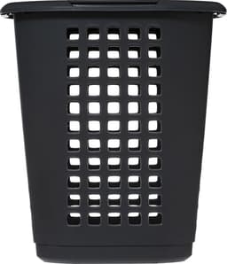 5Five Wasmand met deksel - extra groot - antraciet - kunststof - 63 liter - 53 x 38 x 60 cm - open structuur — thumbnail 4