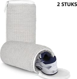 2 stuks Universele Schoenwaszak voor Wasmachine - Dubbellaags Mesh met Hanglus -Beschermend en Herbruikbaar- Lichtgrijs 35x17.5cm — thumbnail 1