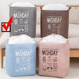 Allernieuwste Wastas Opbergtas 73 L Organizer Opbergbox Voor Wasgoed, Dekens, Kussens, Kleding, Dekbed, Speelgoed - Waszak maat 33 x 43 x 52 cm - Kleur GRIJS — thumbnail 1