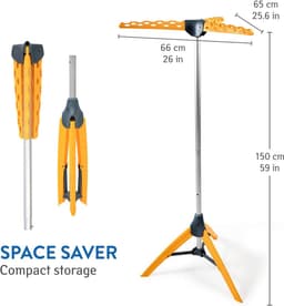 Tatkraft PALM Inklapbaar Droogrek 42 kleding hangers - Droogtoren - Wasrek - Droogrek Hangend - Wasrek Inklapbaar - Droogmolen - Opvouwbaar Staand Kleding Droogrek - Wasdroogrek - Droogrekken - Wasrek Staand - Voor Badkamer/Balkon/Binnen/Buiten — thumbnail 4