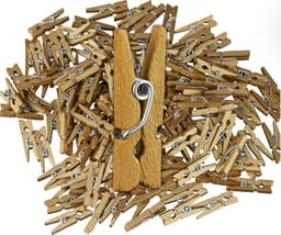 mini houten wasknijpers - set van 400 - goud — thumbnail 1
